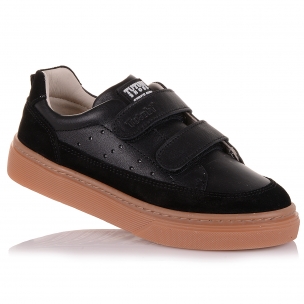 Дитяче взуття PERLINKA (Чорні дитячі мокасини зі шкіри та замші)